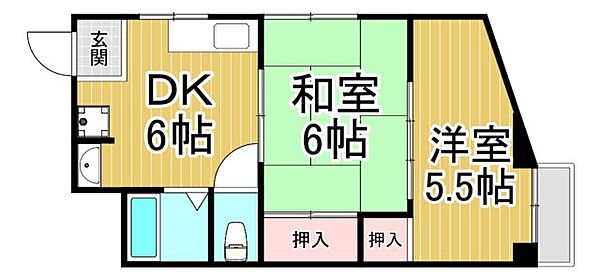 神田ビル ｜兵庫県尼崎市神田北通4丁目(賃貸マンション2DK・3階・37.30㎡)の写真 その2