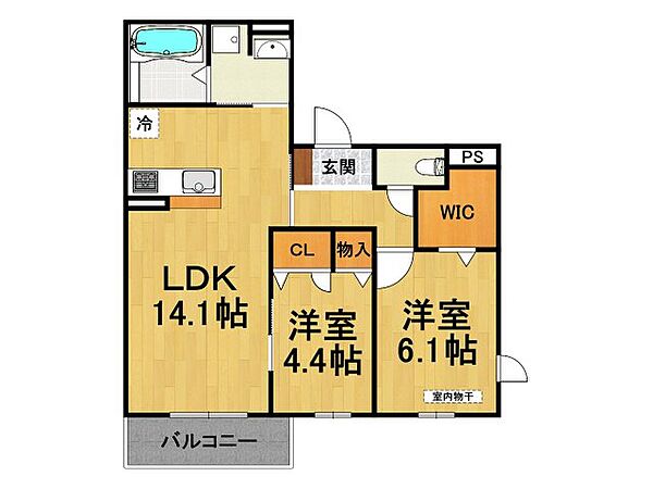 兵庫県尼崎市西立花町2丁目(賃貸アパート2LDK・1階・59.28㎡)の写真 その2