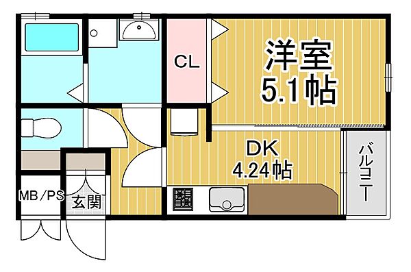 兵庫県尼崎市東七松町1丁目(賃貸アパート1DK・1階・27.24㎡)の写真 その2