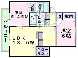 エクセレンス早島A 2LDKの間取図画像