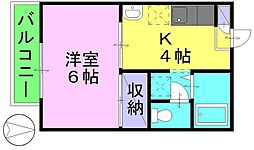コートビレッジE 1Kの間取図画像