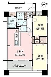 ラ・アトレ蕨 2LDKの間取図画像