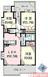 クリオ三鷹伍番館 3LDKの間取図画像