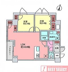 ヴェルティ中野 2LDKの間取図画像