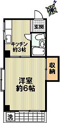 オータムハイツ 1Kの間取図画像