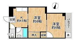 国元マンション 2Kの間取図画像