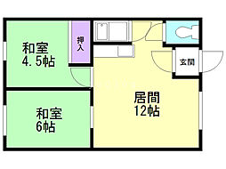 コーポ半澤 2LDKの間取図画像