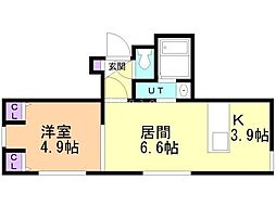 バス 中央バス花川南3−3下車 徒歩1分の賃貸マンション 3階1LDKの間取り