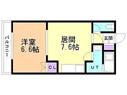 黄金マンション 1DKの間取図画像