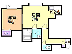 パシフィックオーシャン 1LDKの間取図画像