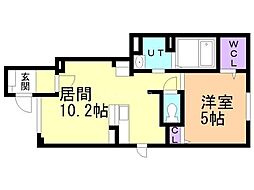 JR学園都市線 太平駅 4.8kmの賃貸アパート 1階1LDKの間取り