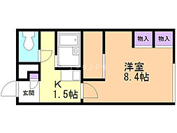 レオパレスグレイス 1Kの間取図画像