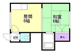 コスモ麻生 1DKの間取図画像