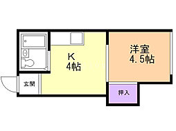 セントラルハイツ 1DKの間取図画像