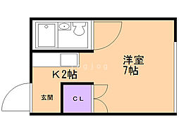 さつきハイツ 4階1Kの間取り