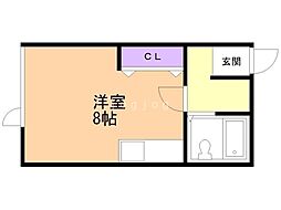 AS457 ワンルームの間取図画像