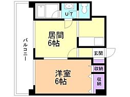 大玄ビル 1DKの間取図画像