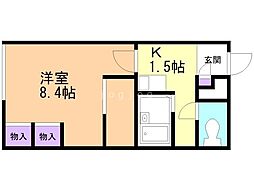 レオパレスコメット 101 1階1Kの間取り