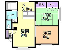 K.Hヒルズ 2LDKの間取図画像