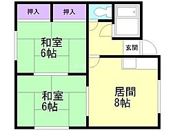 塚本マンション 2LDKの間取図画像