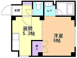 Uハウス北26条 1DKの間取図画像