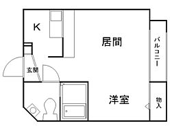 グランメール北27条 1DKの間取図画像