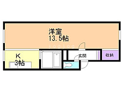 ビラニシカワ 1Kの間取図画像