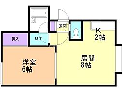 シャネル新琴似壱番館 1LDKの間取図画像