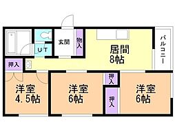 マノワール楡 3LDKの間取図画像