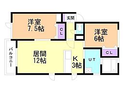 シャローム静和 2LDKの間取図画像