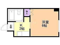 藤井ビル北14条 1Kの間取図画像