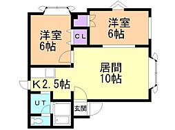 ニューフロンティア 2LDKの間取図画像