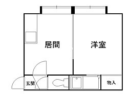 センターコート花川 1DKの間取図画像