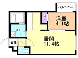 札幌市北区新琴似十条1丁目マンション 1LDKの間取図画像