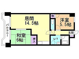 朝日プラザ偕楽園 2LDKの間取図画像