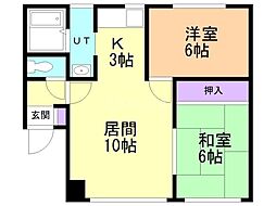 ハイツエルム2 2LDKの間取図画像