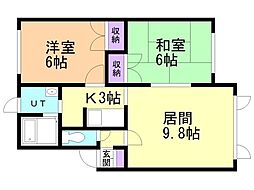 モリマンション 2LDKの間取図画像