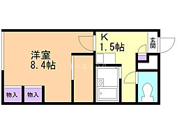 レオパレスグレイス 1Kの間取図画像