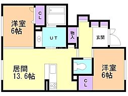 エテルナ II 2LDKの間取図画像