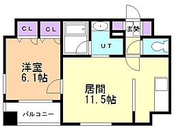 グラン8麻生 1LDKの間取図画像
