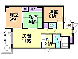 シェスタ麻生館 3LDKの間取図画像
