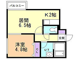 ル・ファール麻生 1LDKの間取図画像
