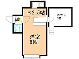 ハープファミリー 1Kの間取図画像