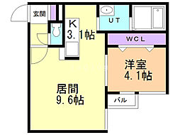 NSASABU 1LDKの間取図画像