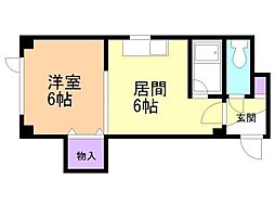 ハイムリーベ2 1DKの間取図画像