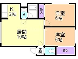 アドゥスィール2 2LDKの間取図画像