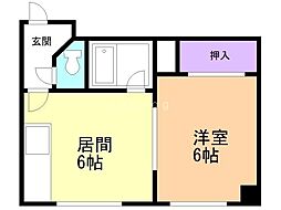 メイゾン・ド・モンブラン麻生 1DKの間取図画像