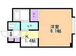 レオヒルズ22 1Kの間取図画像