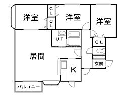 モデュロール屯田 3LDKの間取図画像