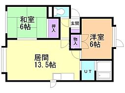 コーポ73A 2LDKの間取図画像